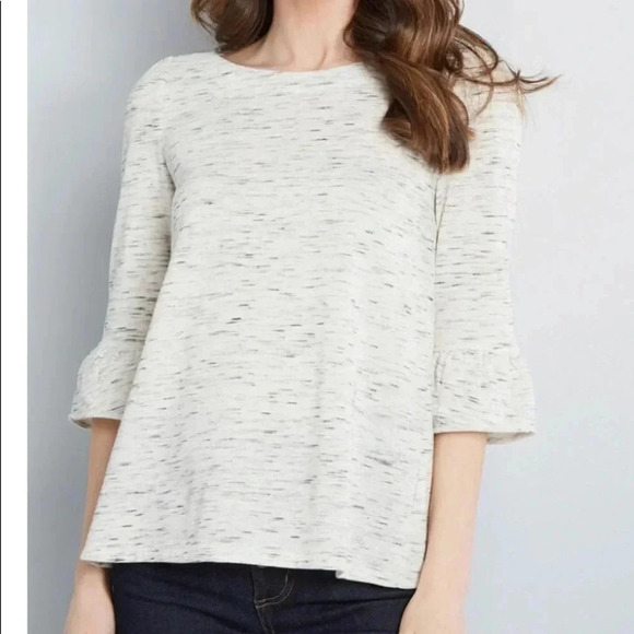 ModCloth Spiffed-Up Sunday Pullover with 3/4 Flounce Sleeves Size Medium - Picture 1 of 9